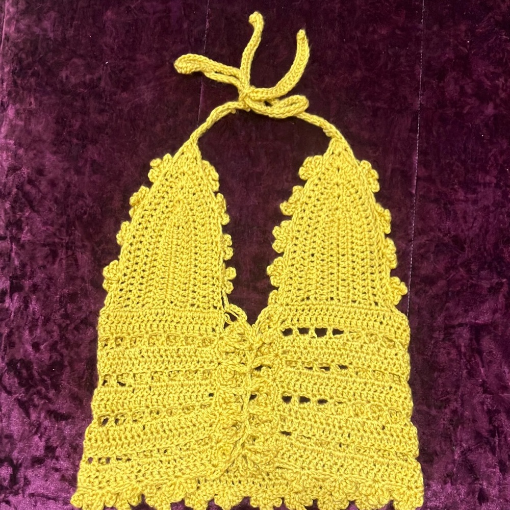 Yellow Crochet Halter Top